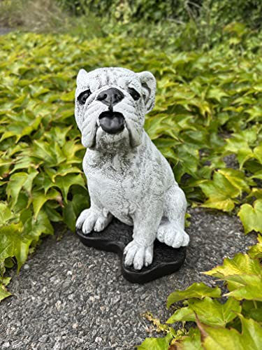 OLOMA Rottweiler Steinstatue Betonhund Outdoor Gartenskulptur Rottweilerfigur Ornament sitzend Rottweilerstatue Hund Gedenkstein Hund Gartenstatue Gedenkfigur Beton Rottweilerhund