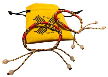 Genérico Pulsera tibetana de la suerte y proteccion- pulseras budistas y tibetana para parejas - pulseras de la amistad - Pulsera ajustable hecho a mano con nudos de cuerda