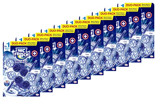 WC FRISCH Kraft Aktiv Blauspüler Chlor (10x 100 g), WC Reiniger mit innovativer Geruchs-Stopp-Formel, Duftsteine für extra Frische und eine sichtbare Reinigung