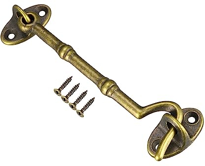 QUARKZMAN 4.1 Pouce Cabine Crochet x 1 Pièce Vintage Décoratif Laiton Crochet Oeil Loquet avec Vis montage pour Portail Fenêtre Porte coulissante, [Bronze]