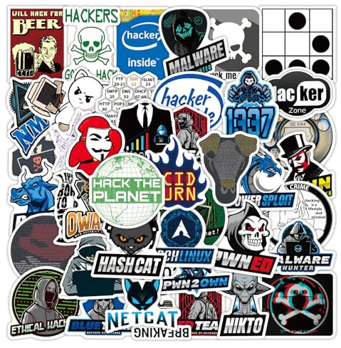 AUCEKO Pack of 50 Multicolor Cartoon Hacker Stickers for Laptop, Water Bottle, Skateboard, Luggage, Bicycle, Car, Guitar, Hydroflask