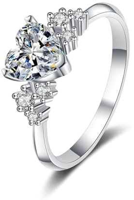 Epinki Diamantring Weißgold 18 Karat, Klassiker Herz 1ct Labor Erstellt Diamant Hochzeitsring, Au750 Gold Damen Pärchen Ringe Echt Schmuck, Gr.62 (19.7)