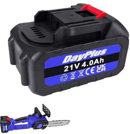Replacement Power Tool Battery 21V 4.0Ah Lithium Ion Rechargeable Replacement Battery Pack for 21V Electric Chainsaw Cordless Hand Chainsaw 12 Inches Electric Chain Saw, ONLY 1pcs