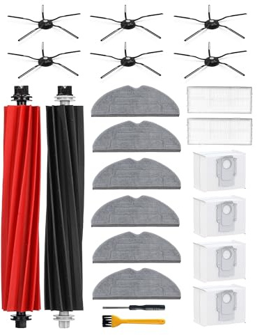 NexHarb 21 pezzi di ricambio accessori per Roborock S8 Pro Ultra con 6 panni per la pulizia, 6 spazzole laterali, 4 sacchetti per la polvere, 2 filtri, spazzola principale Duoroller
