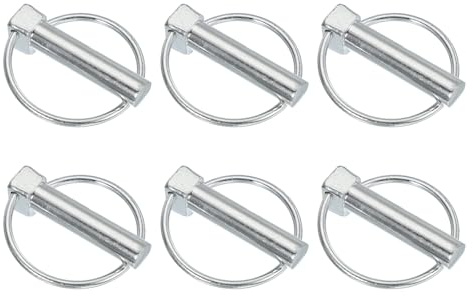 PATIKIL 6 Stück Metall Klappsplinte 12mm Durchmesser, 50mm Lange Steckbolzen mit Sicherung O Ringe, Kohlenstoffstahl Sicherungsbolzen Splinte für Anhänger Traktor LKW Rasenmäher, Silber