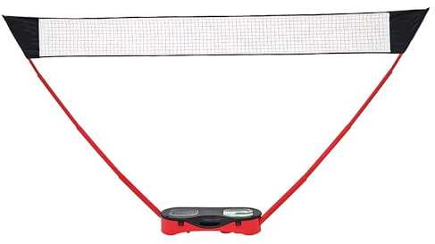 Badminton Netz Outdoor, Federball Netz mit Teleskopstangen und Snap-Design, Badminton Netz Garten für Innen- und Außenbereich(Red)