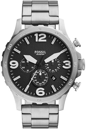 Fossil Men's Nate Quartz Watch, Stainless Steel Chronograph Watch for Men
