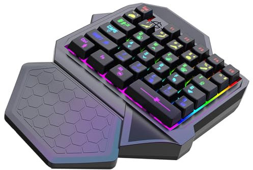 YUNNIAN Clavier À Main Unique 35 Clavier Jeu À LED À Simple LED Clavier Cordon USB Clavier Ergonomique Clavier Ergonomic pour Ordinateur Portable PC