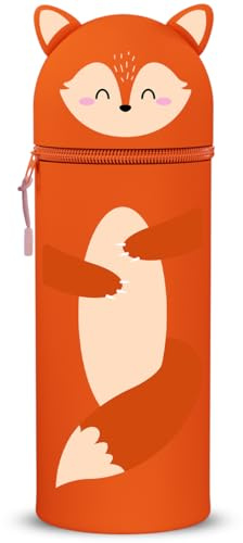 DGTSYAL 2-in-1 Weiche Federmäppchen - Kawaii Silikontasche Federmäppchen, mäppchen - Stand Up, Tier Stifthalter, Stifte Mäppchen, Stifthalter Bleistifttasche Mädchen Junge (Füchse)