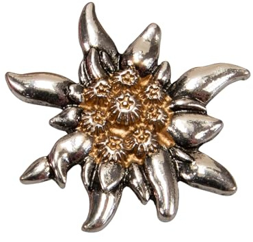 Alpenflüstern Ansteck-Brosche Edelweiß groß - Trachten-Anstecker, Trachtenschmuck für Damen und Herren (bicolor-farben) API128