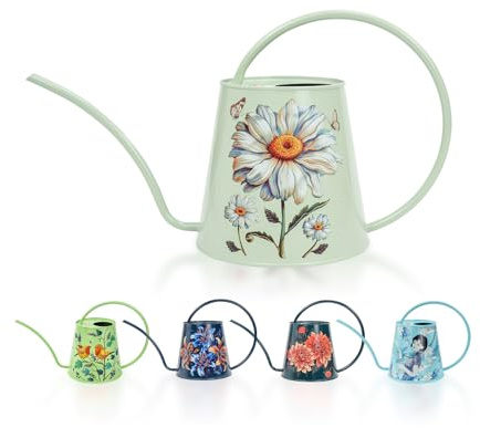 Berry&Bird Edelstahl-Gießkanne – für drinnen und draußen, große Gießflasche mit langem Auslauf, kein Tropfen, Zimmerpflanzen-Gießkanne für Blumen, Bonsai, Sukkulenten (2 l/Gänseblümchen)