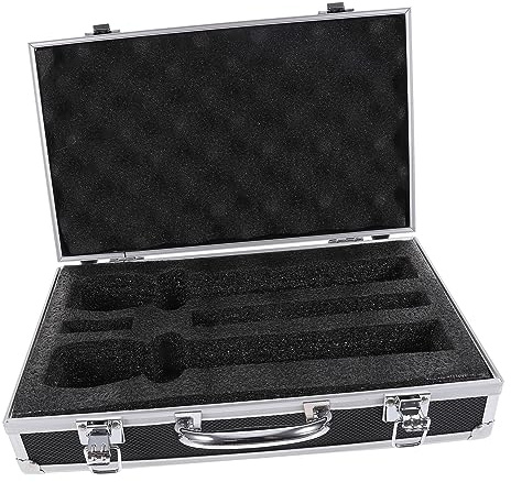 LIOOBO Handlicher Mikrofon Aufbewahrungskoffer aus Robustem Aluminium für 2 Drahtlose Handmikrofone Schützende Transportbox für Ktv und Audiogeräte