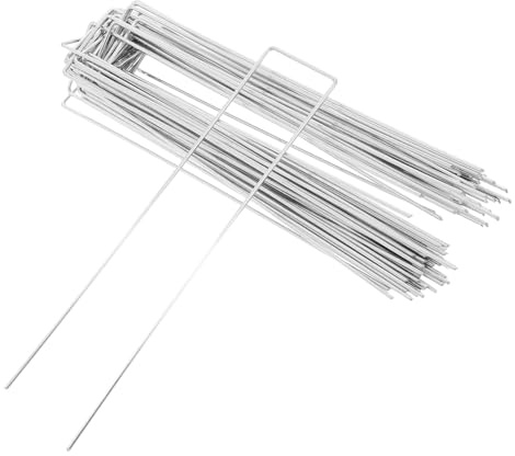 JOINPAYA 50 Piezas Unidades Clavos Metálicos U Galvanizados para Fijar Césped y Suelo Clavos Resistentes para Jardín y Exterior Estacas para Césped y Huerto