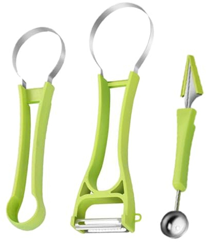 IWOWHERO Cuillère Boule Melon Inox et PP Multifonction pour Fruits Dessert Baller Léger et Anti-rouille Outil Coupe Melon Rond Facile à Nettoyer