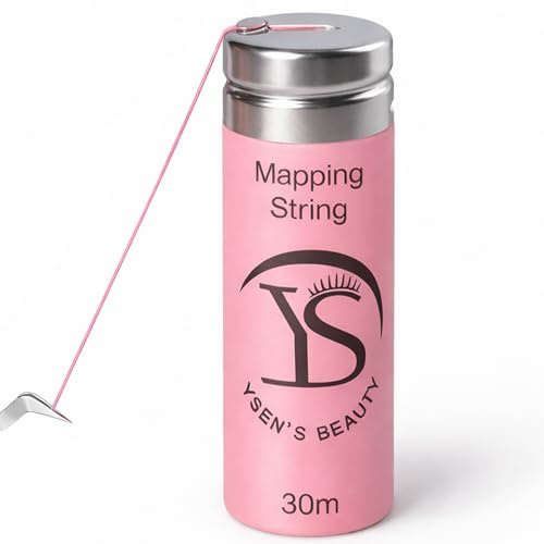 YSEN’S Fil de Mapping Sourcils Pré-Imprégné 30 m – Pour Coloration & Teinture des Sourcils, Microblading & PMU – Brow Mapping String Professionnel – Noir, Blanc, Rose