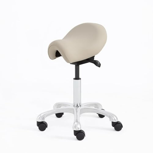 Eognyzie Ergonomic Saddle Stool - Adjustable Height & Tilt Saddle Stool Chair for Salon, Spa, Lash Tech, Tattoo Artist & Drafting, Beige