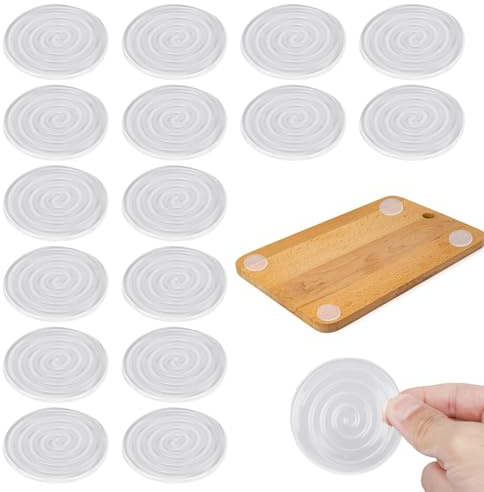 16pcs Anti-Slip Cutting Board Feet Pads, Self-Adhesive Silicone Cutting Board Legs Reusable & Washable Non-Slip Pads Rubber Bumper Gripper for Trays Furniture Chairs Countertops