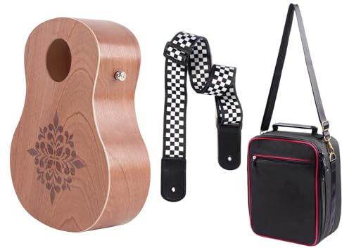 Tamburo a mano per bambini, borsa portatile per strumenti a forma di chitarra in legno inclusa - giocattolo a tamburo musicale, divertente strumento a percussione per spettacoli teatrali