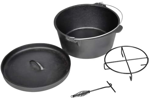 Kaloriko Cocotte en Fonte Type Four hollandais, faitout Casserole braisière 8,8 L, diamètre intérieur 29,5 cm, Hauteur 13 cm, Couvercle et Support, Cuisson au Four, Induction, gaz, vitrocéramique