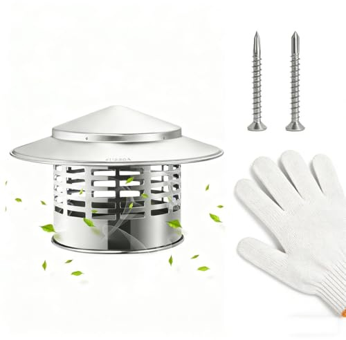 Comignolo in acciaio inossidabile 304 con schermo | Copertura for camino resistente alle intemperie, copertura for ventilazione sul tetto rotonda regolabile(3.0)