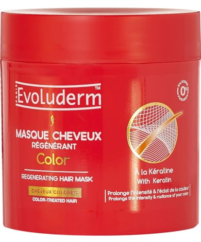 EVOLUDERM - Masque Cheveux Régénérant Color - 500 ml - 99% d'Origine Naturelle - Végan - Fabrication Française