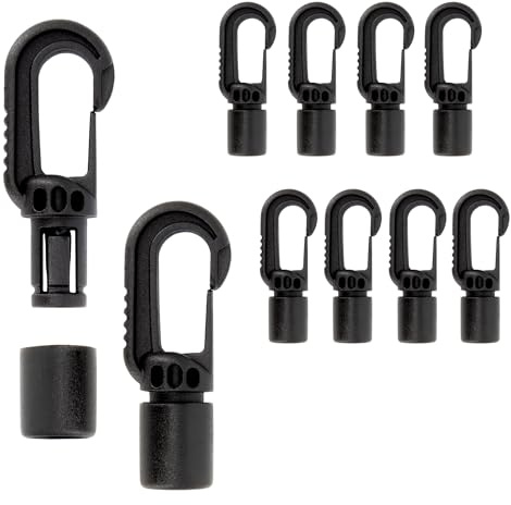 10 Stück Karabinerhaken Schwarz Kunststoff für ø 6 mm Expanderseil Gummiseil Planenseil Spannfix Spanner
