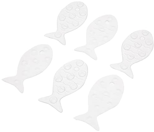 TATAY Lot de 6 Autocollant pour Bagnoire Antiderapant de PVC avec Ventouses, Résistantes aux Moisissures et aux microbes, Antibactériennes, Motif Poisson, Translucide. Dimensions : 7,5 x 14 cm