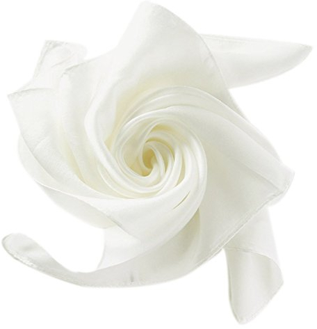 PB-SOAR Halstuch aus 100% Seide, Seidentuch Seidenschal Schal Bandana Kopftuch Nickituch Weiß, 52 x 52cm