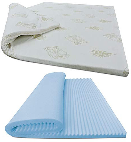 Baldiflex Topper Matratzenauflage aus Memory-Schaum Fresh Wave, abnehmbarer Bezug, ergonomisch, milbendicht, frisch, atmungsaktiv, Maße 70x190x3 cm 180x190 Aloe vera