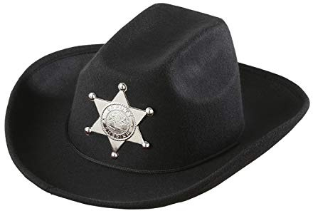 W WIDMANN MILANO Party Fashion - Cowboyhut für Kinder, mit Sheriffstern, Braun, aus Filz, Wilder Westen, Hut, Accessoire, Karneval