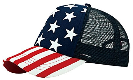 MG 5 Panel Foam Mesh Trucker USA Patriotic Flag Snap Back Baseball Cap - Flag