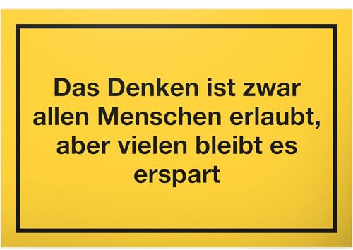 Denken Allen Menschen Erlaubt – Cartello in plastica con scritta, targhetta per porta, ufficio, divertente idea regalo ufficio – Articolo scherzaredivertimento, divertente regalo per colleghi,