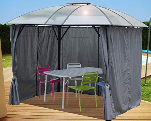 Gloriette Aluminium Avec Rideaux Toit 10.80 M² Gris Anthracite - GL3630AL