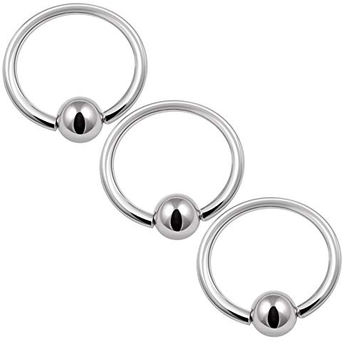KJM FASHION 3 STK Stahl Klemmkugelring 1.2 mm 16gauge 10 mm 3/8 3mm Kugeln Cartilage Helix Labret Lip Ohrringe Septum Piercing Schmuck 0802