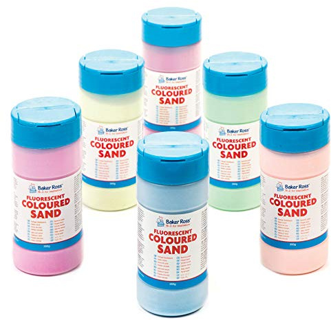 Baker Ross Neonfarbiger Sand in 6 Farben für Kinder zum Basteln, Gestalten und Verzieren von Karten, Bastelarbeiten und Collagen