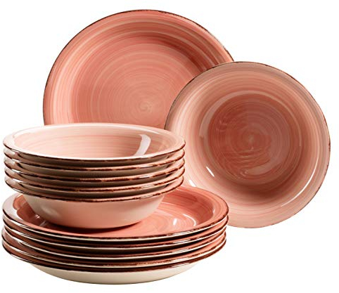 MÄSER Bel Tempo, Set de assiettes en grès Rose (Bel Tempo Ii).