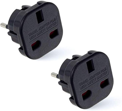 Dapter UK to US Power Adapter, White, 100V-240V, 50-60Hz, 2 Year Warranty (2 Pack)