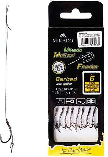 Mikado 8X Method Feeder - Gancho con pincho y Cuerda Trenzada (8/0,14/10 cm)