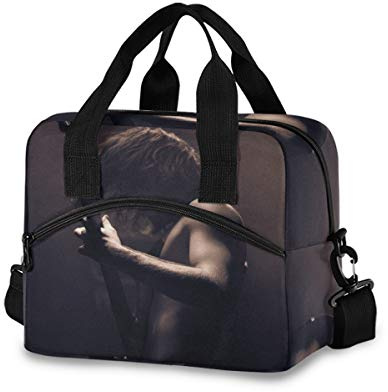 FANTAZIO Lonchera aislada con diseño de guitarra rock and roll para hombres y mujeres, lonchera suave con correa para el hombro, a prueba de fugas, 19 latas