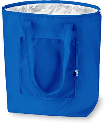 Borsa termica pieghevole riutilizzabile, shopping, borsa da spiaggia leggera e resistente, con fodera interna in alluminio con perfetta funzione di raffreddamento (Blu Reale)