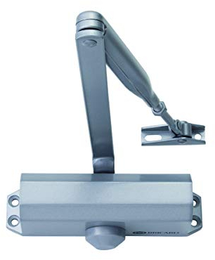 Bricard 6100107 Door Closer with Compass Arm Strength 2 to 4 (up to 80 kg), Rack Sprocket Technology, Silver Colour