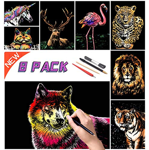 SiYear Scratch Paper Rainbow Painting Sketch, City Series Night Scene,Scratch Painting Creative Gift,Scratchboard for Adult and Kids with 4 Tools
