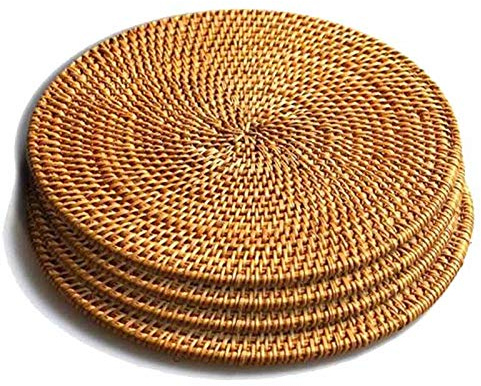 Grevis 4 StüCk Rattan Untersetzer für Hot Dishes Isolierte Hot Pads, Langlebiger Topflappen für Tisch, Hitze BesttNdige Matten für die KüChe
