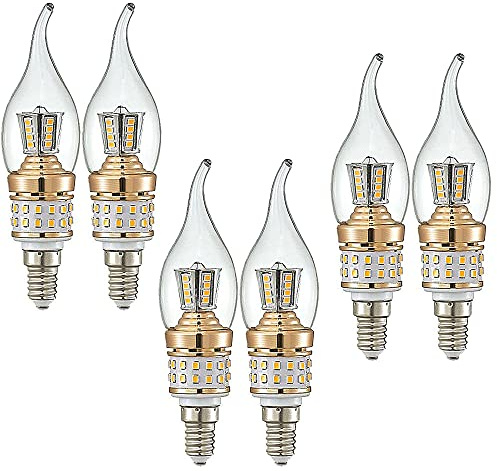 Vintage ZYUJIA E14 10W LED Glühbirnen 900LM Nicht Dimmbar Kleine Schraubkandelaber LED Kerzenbirnen Warmweiß 3000K Energiesparlampen(Entspricht 90W)6 Packungen