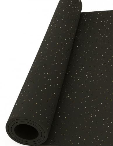 JARDIN202 - Esterilla de Ejercicio Moteado Amarillo - Fitness Especial para Gimnasios | Sport Premium | Base Negra | 1'25m (Ancho) x 1m (Largo) (4mm de Altura)