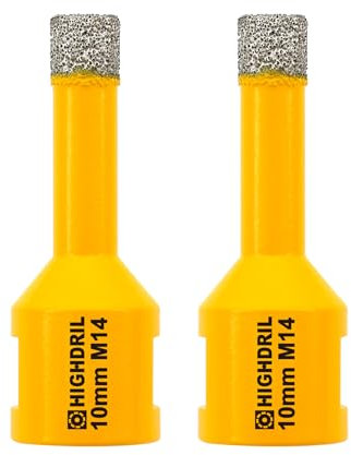 HIGHDRIL Punta per Trapano Diamantata - 2 Pezzi 10mm con Filettatura M14 Foratura Secco per Piastrelle in Porcellana Ceramica Granito Marmo Pietra Mattoni per Smerigliatrici Angolari