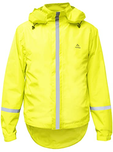 RainRider Veste de pluie (homme/femme), veste de pluie de vélo, réfléchissante, imperméable, coupe-vent et respirante pour la course à pied, la randonnée, fluo, XL