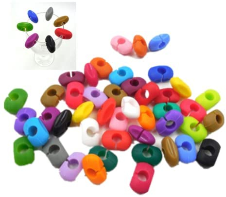 36 Pièces Marqueurs de Verre à Vin Marqueurs de Charme de Boisson Colorés Marqueurs de Vin en Silicone pour Coupe en Verre Bouteilles à Cocktail au Champagne Faveur,Couleurs Assorties