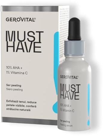 Gerovital Must Have Peeling Serum mit 10% AHA & 1% Vitamin C, 30 ml | Glättendes Gesichtsserum, exfoliert sanft, entfernt abgestorbene Hautschüppchen, für einen ebenmäßigeren, strahlenden Teint