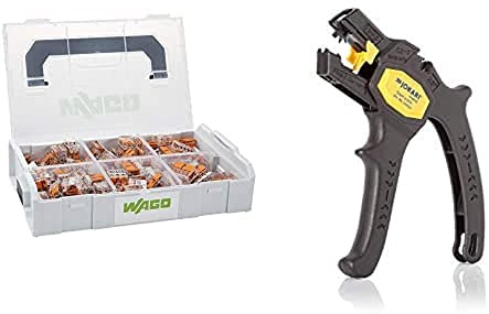 WAGO Original-Set, L-Boxx Mini, Verbindungsklemmen mit Hebel, Serie 221, 887-957 (236 Teile) & JOKARI 20050 Abisolierzange Super 4 plus, Schwarz, 1 Stück